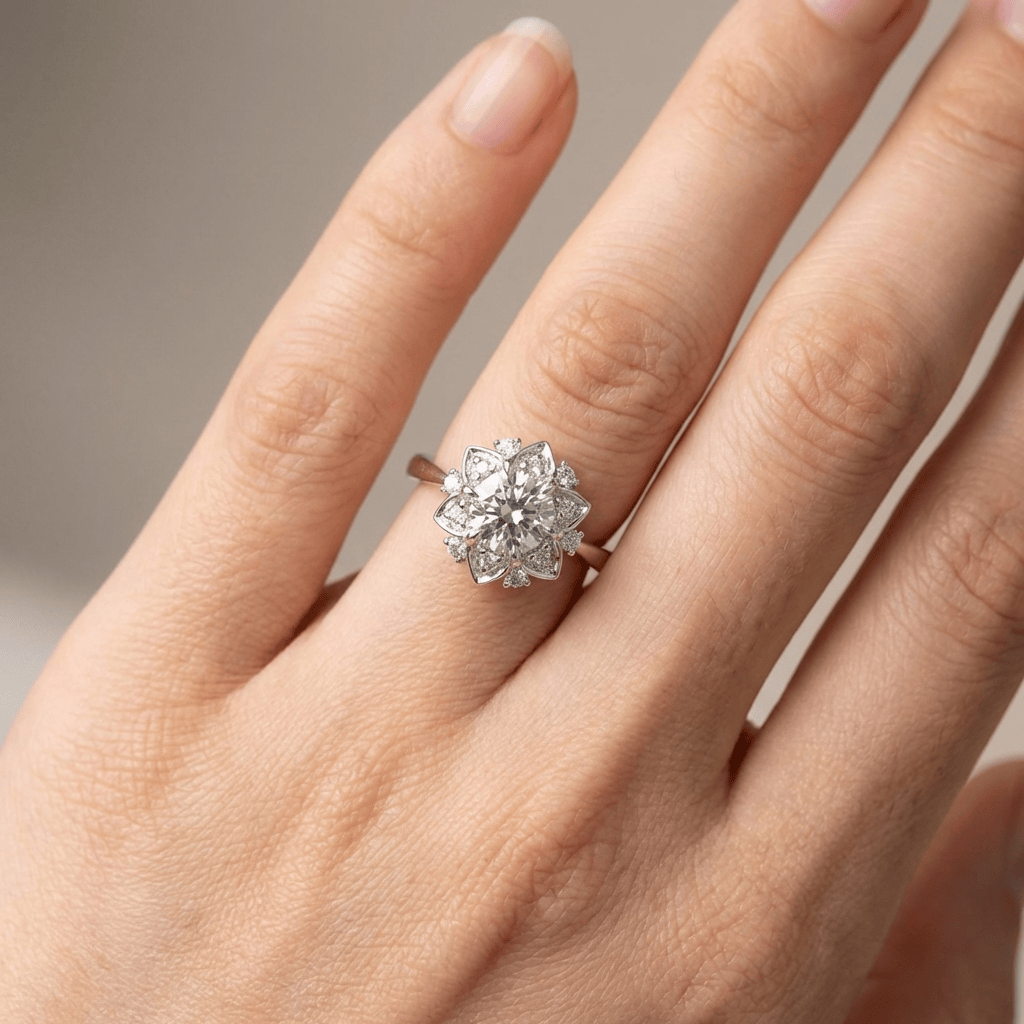Silver Zirconia Lotus Light Ring by Rose & Oliver, alternate product view