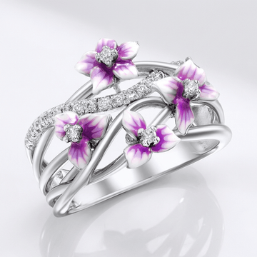 Silver Purple Blossom Garden Ring by Rose & Oliver - product image 1