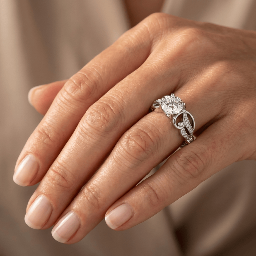 Anel de prata com zircônia em design infinito, da marca Rose & Oliver, exibindo detalhes brilhantes e acabamento elegante.