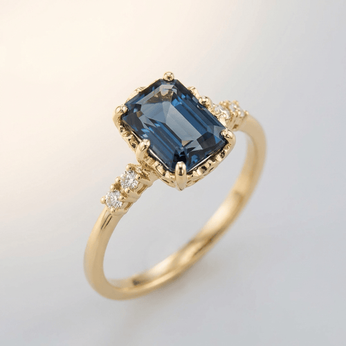 Gold Sapphire & Diamond Ring by Rose & Oliver, main product view