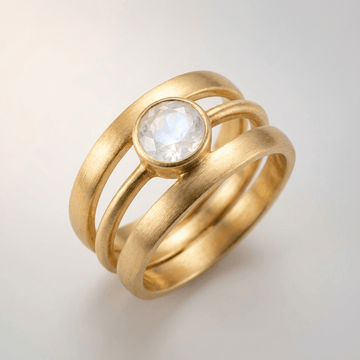 Gold Moonstone Band Ring by Rose & Oliver, main product view