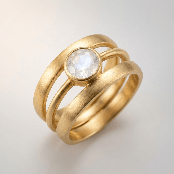 Gold Moonstone Band Ring by Rose & Oliver, main product view