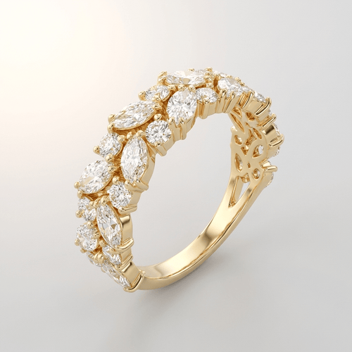 Gold Marquise Zirconia Cascade Ring by Rose & Oliver, main product view