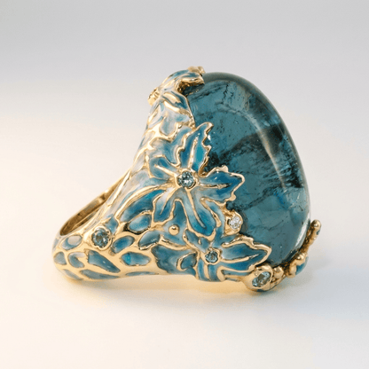 Gold Blue Apatite Flower Ring by Rose & Oliver, main product view
