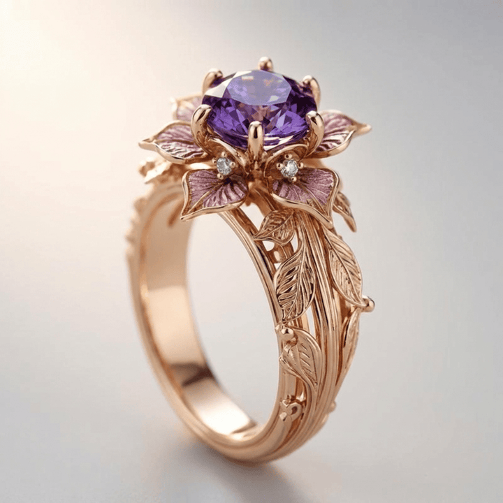 Gold Purple Flora Ring by Rose & Oliver, main product view