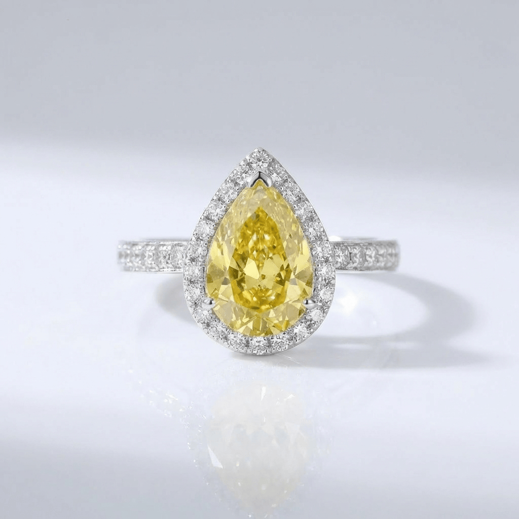Yellow Pear Diamond Halo Ring by Rose & Oliver, main product view
