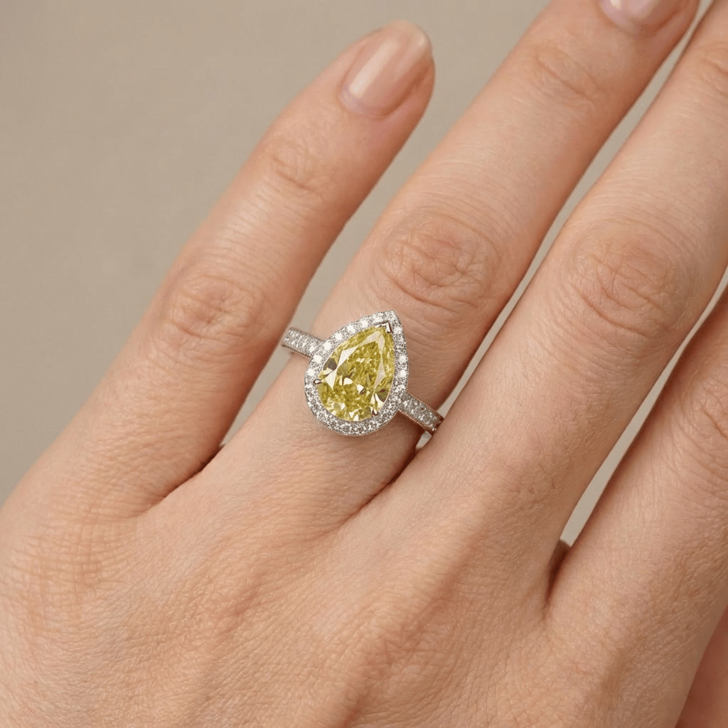 Yellow Pear Diamond Halo Ring by Rose & Oliver, alternate product view
