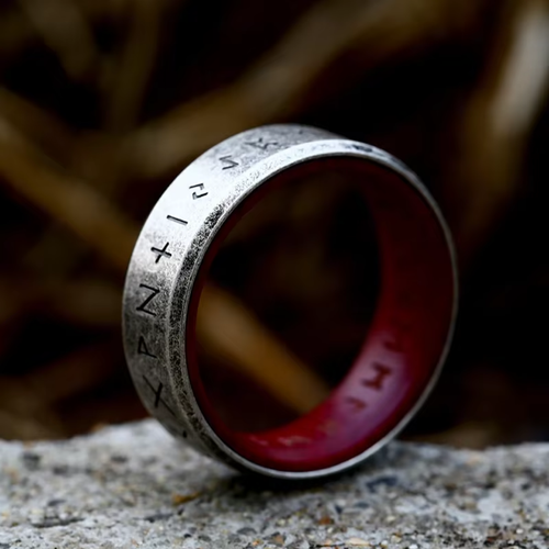 Silver & Red Leather Ring by Rose & Oliver, main product view