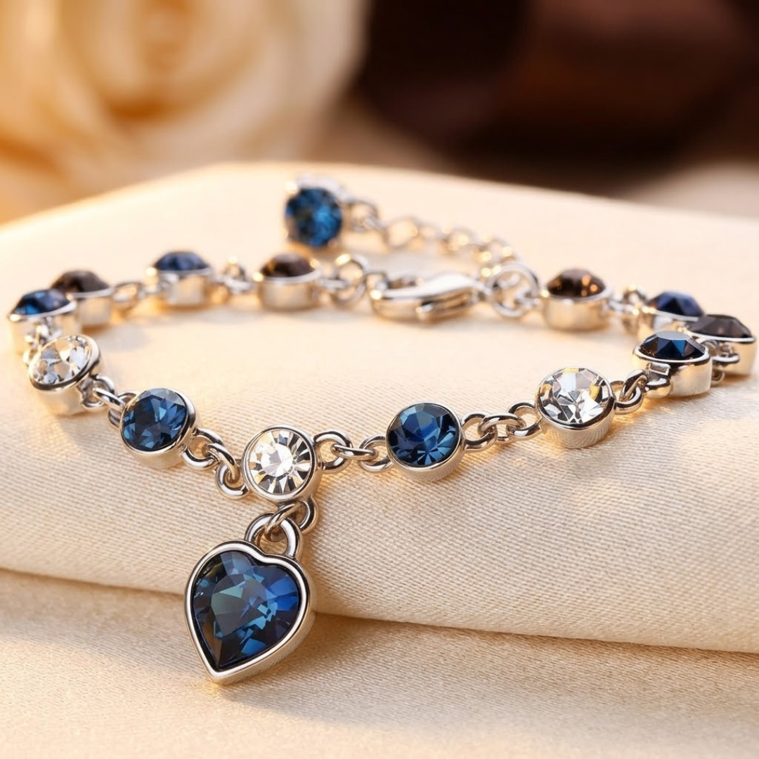 Silver Sapphire Heart Chain Bracelet by Rose & Oliver - product image 1