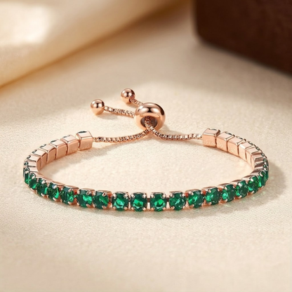 Gold Emerald Adjustable Tennis Bracelet by Rose & Oliver, main product view