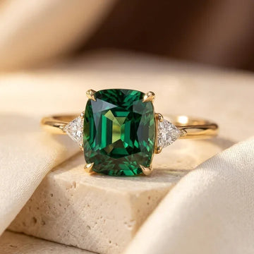 Gold Cushion Solitaire Ring by Rose & Oliver, main product view