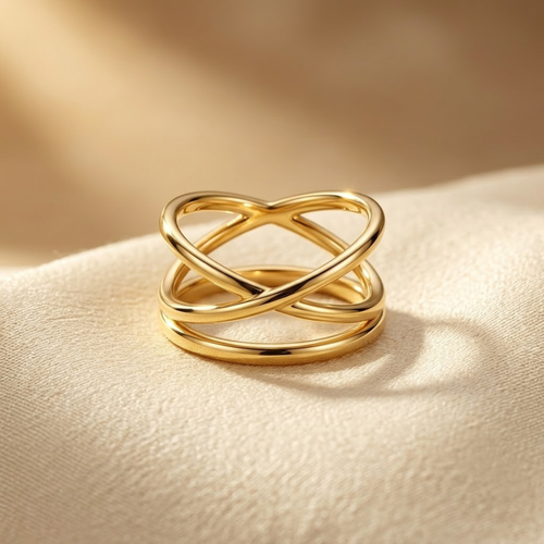 Anel minimalista dourado Rose & Oliver, anel envolvente com design simples e elegante para uso diário.