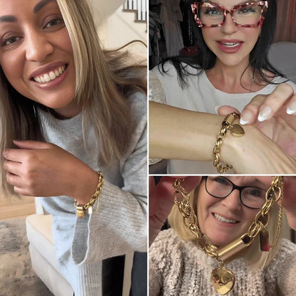 Bracelete chunky dourado da marca Rose & Oliver, com detalhes robustos e acabamento brilhante, estilo moderno e elegante.