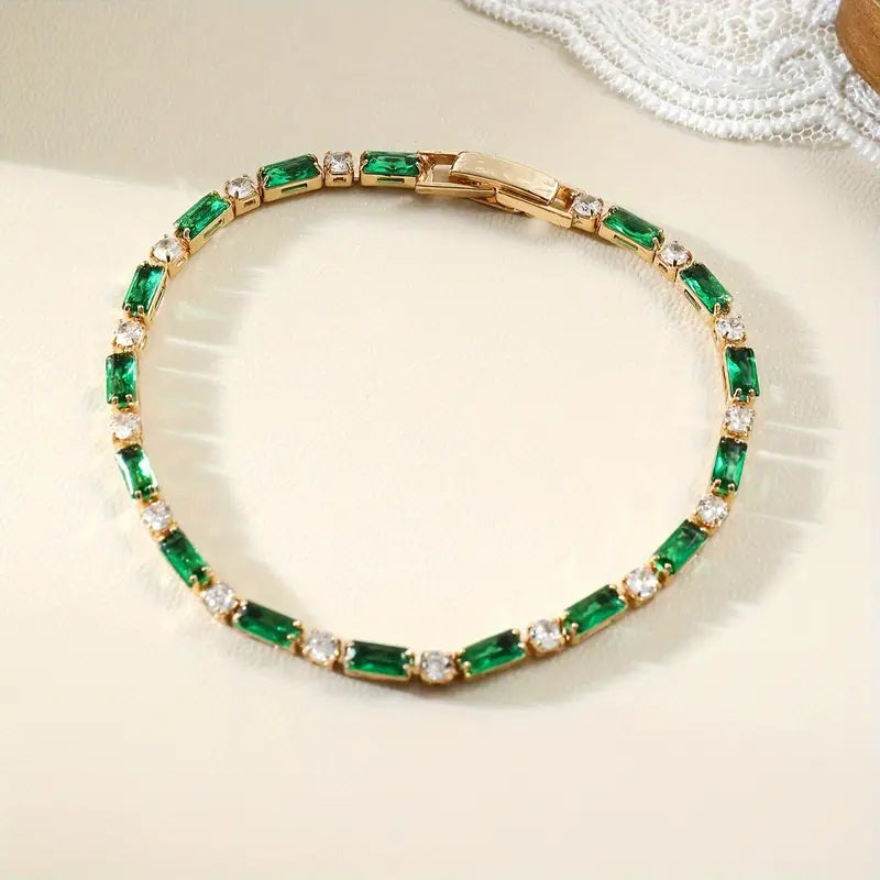 Gold Emerald Alternating Tennis Bracelet by Rose & Oliver - product image 1