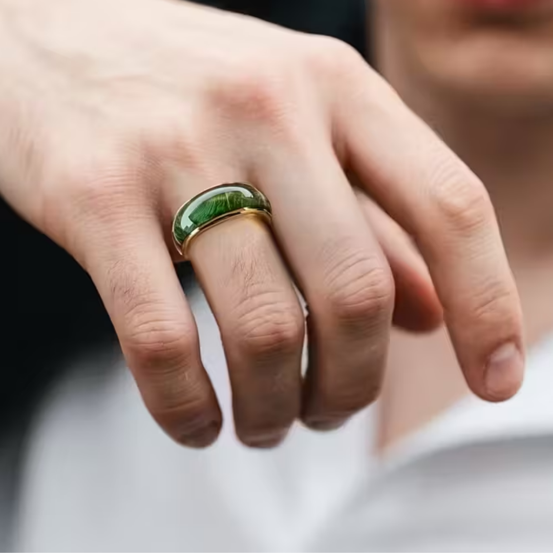 Emerald Crown Ring by Rose & Oliver, detail view