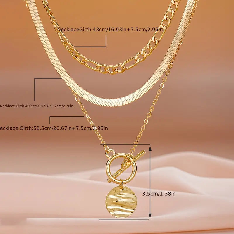 Savira Textured Coin Layered Necklace | Gold by Rose & Oliver, product detail view 7