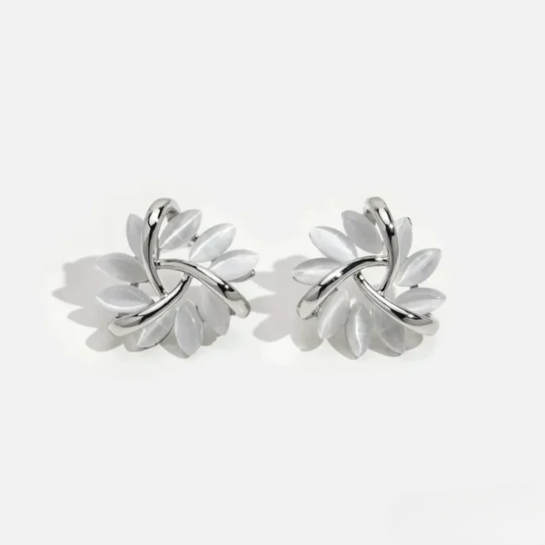 Sienna™ | Elegant Opal Petal Circle Stud Earrings by Rose & Oliver - product image 3