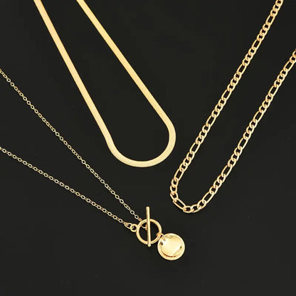 Savira Textured Coin Layered Necklace | Gold by Rose & Oliver, detail view