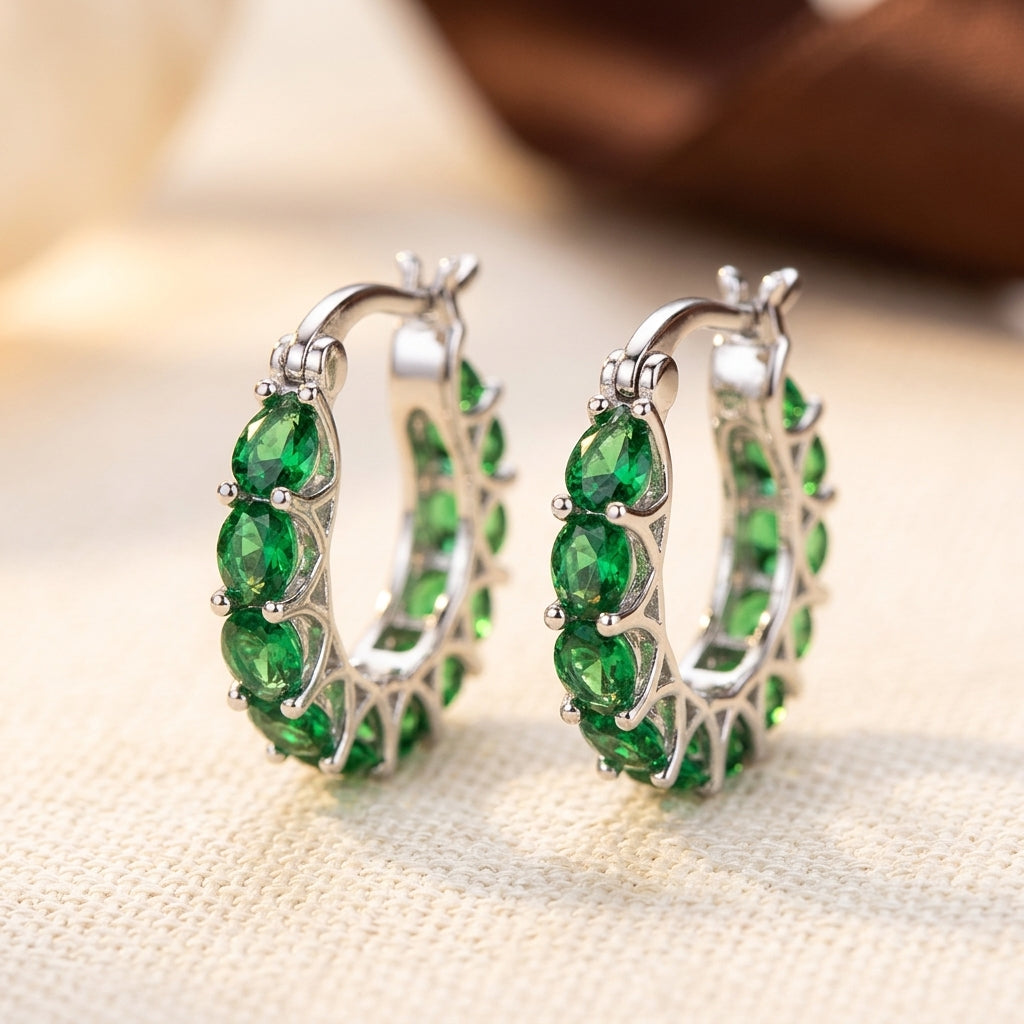 Gold Emerald Lattice Hoop Earrings by Rose & Oliver - product image 3
