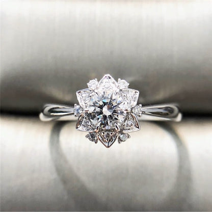 Silver Zirconia Lotus Light Ring by Rose & Oliver, detail view