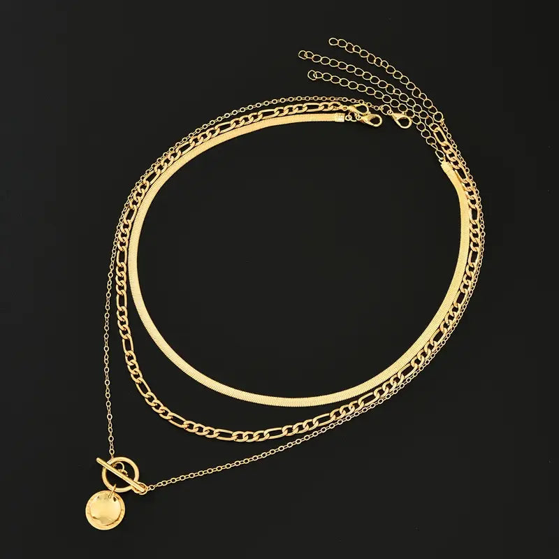Savira Textured Coin Layered Necklace | Gold by Rose & Oliver, additional product detail