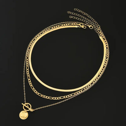 Savira Textured Coin Layered Necklace | Gold by Rose & Oliver, additional product detail