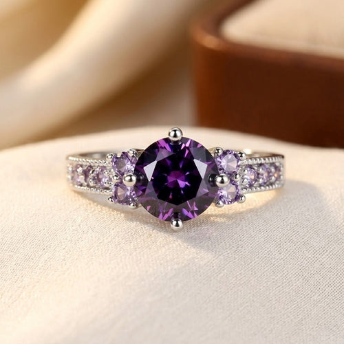 Silver Amethyst Side-Stone Ring by Rose & Oliver - product image 1