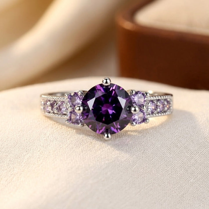 Silver Amethyst Side-Stone Ring by Rose & Oliver - product image 1