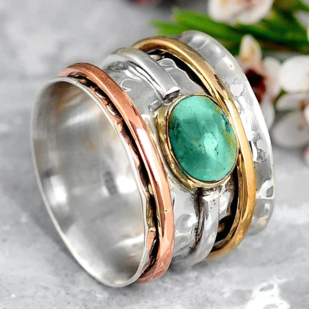 Silver Gold and Rose Gold Bezel Accent Ring by Rose & Oliver, main product view