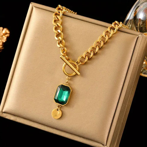 Emerald Pendant Necklace by Rose & Oliver, main product view