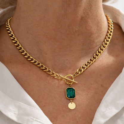 Emerald Pendant Necklace by Rose & Oliver, alternate product view
