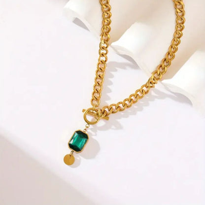 Emerald Pendant Necklace by Rose & Oliver, detail view