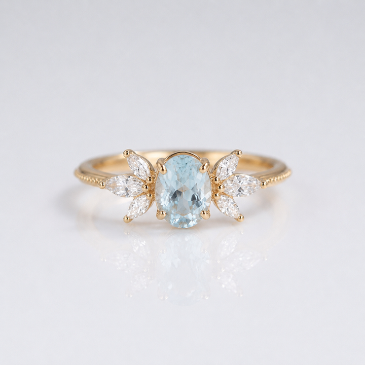 Gold Aquamarine Marquise Ring by Rose & Oliver, main product view