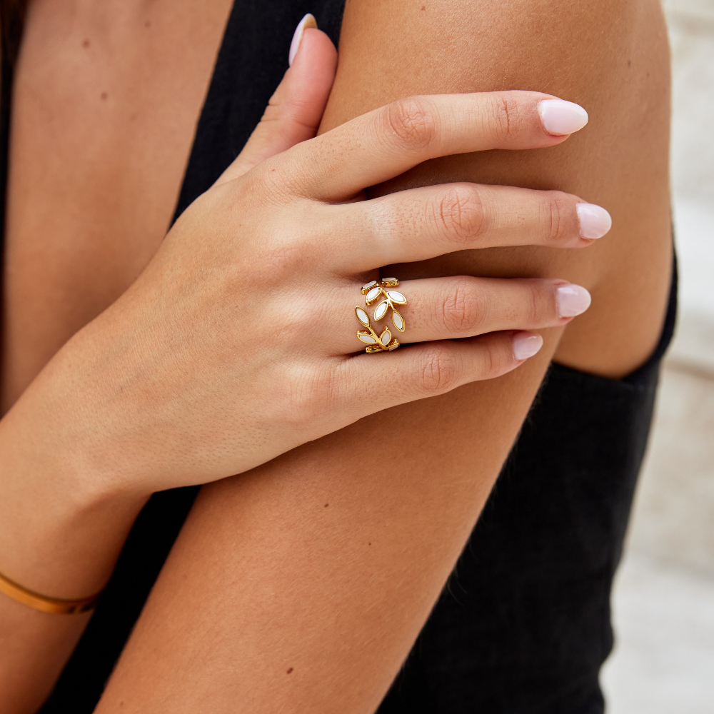 Gold Leaf Motif Ring by Rose & Oliver - product image 7