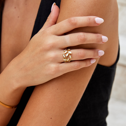 Gold Leaf Motif Ring by Rose & Oliver - product image 7