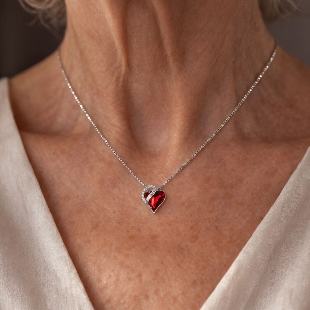 Infinity Heart Ruby Necklace by Rose & Oliver, alternate product view