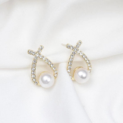 Pearl earrings with glitter by Rose & Oliver, alternate product view