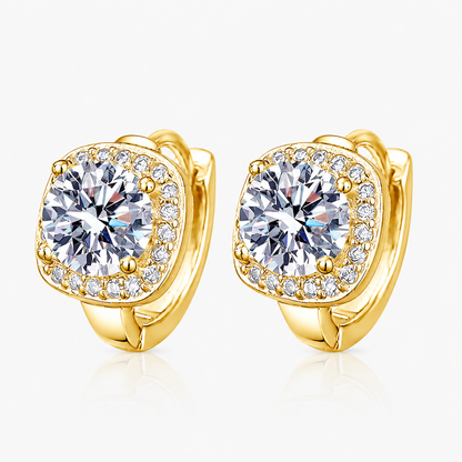 Brincos quadrados dourados Nadine da Rose & Oliver, acessórios de moda em ouro com acabamento brilhante e elegante.