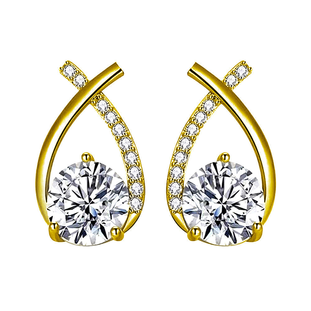 Brincos femininos dourados Arielle™ da Rose & Oliver com design elegante em ouro, detalhes refinados visíveis na imagem