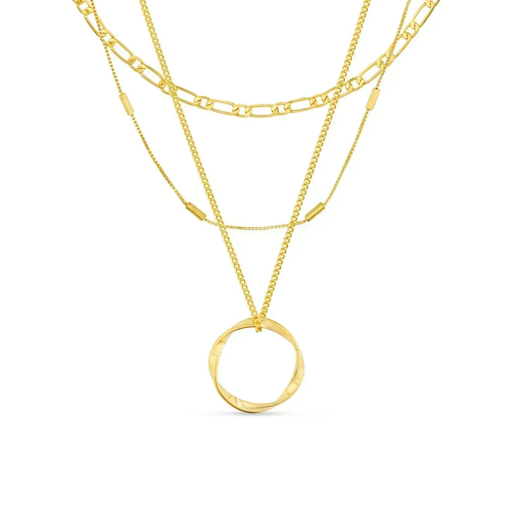 Circa™ | Gold Open Circle Three Row Necklace by Rose & Oliver - product image 1