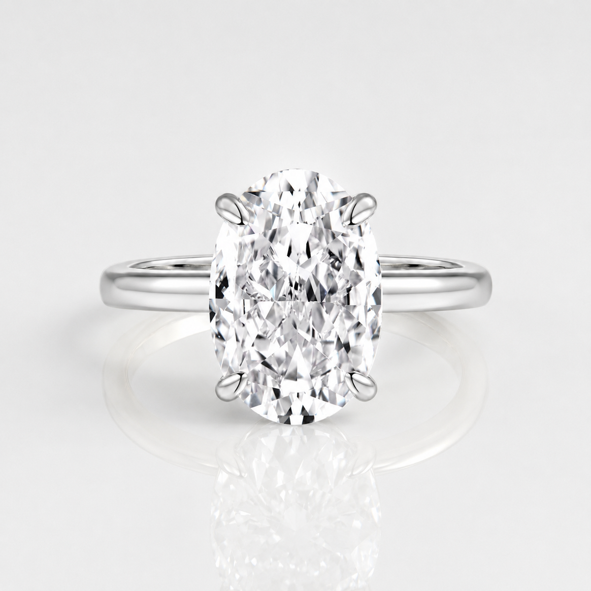 Oval Diamond Solitaire Ring by Rose & Oliver, detail view