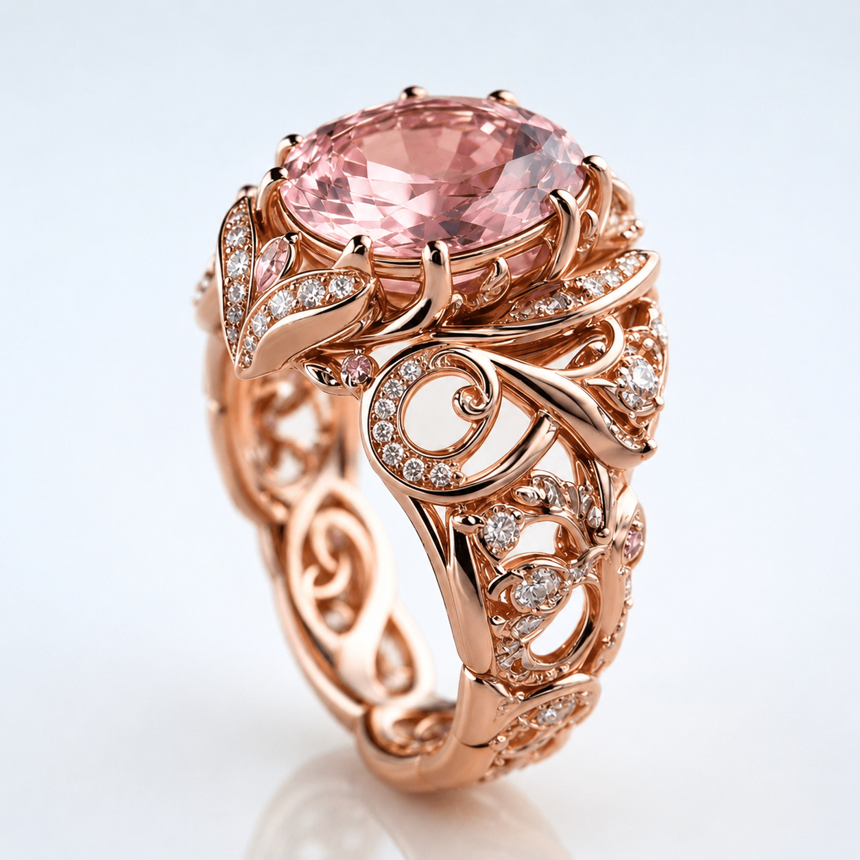 Rose Gold Tourmaline Ornate Ring by Rose & Oliver, main product view