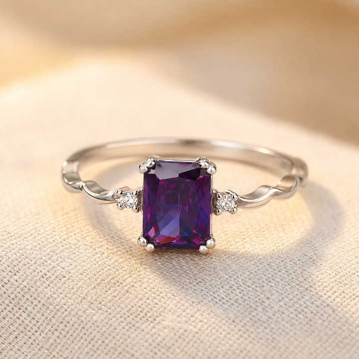 Silver Amethyst Emerald-Cut Ring by Rose & Oliver - product image 1