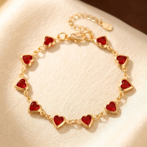 Gold Ruby Heart Chain Bracelet by Rose & Oliver - product image 1