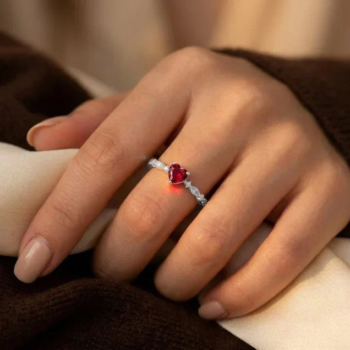 Gold Ruby Heart Ring by Rose & Oliver, additional angle