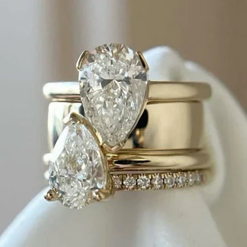 Vintage Double Zirconia Drop Ring by Rose & Oliver - product image 1
