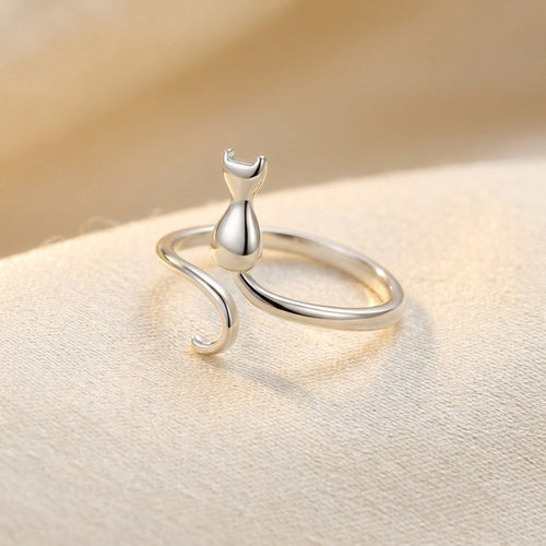 Silver Cat Motif Ring by Rose & Oliver - product image 1