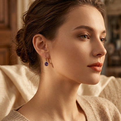 Gold Amethyst Crown Earrings by Rose & Oliver, alternate product view