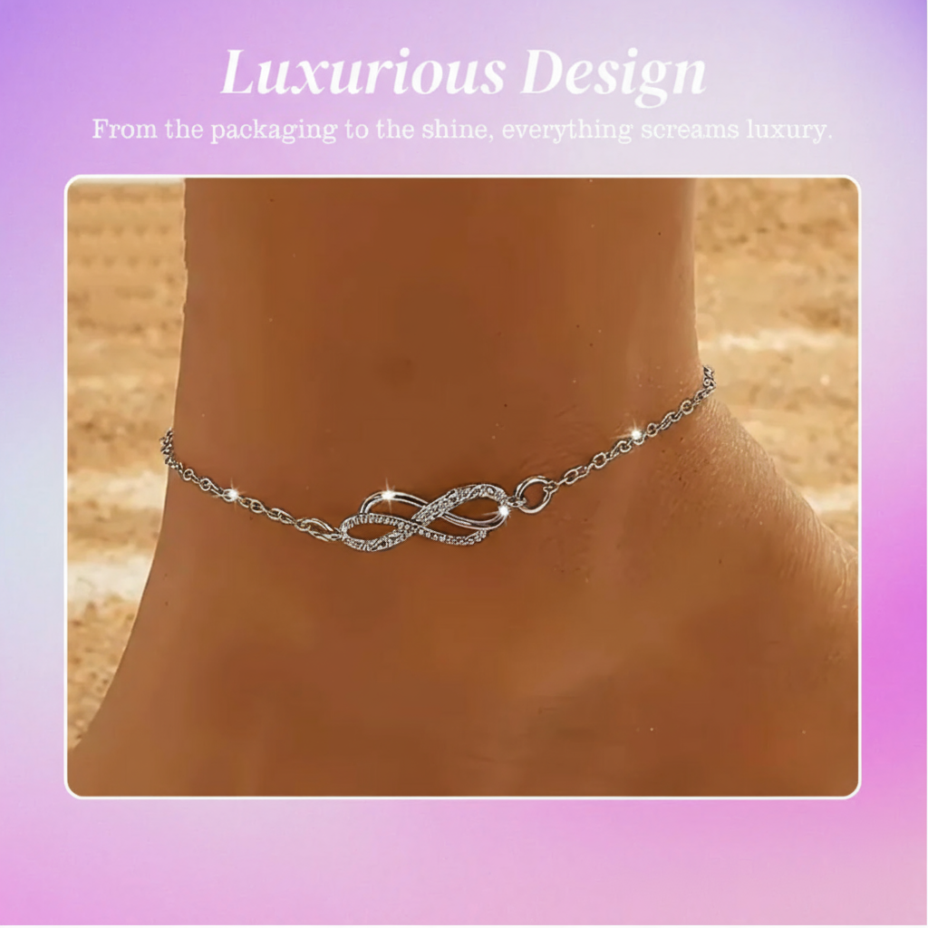 Dana | Delicate Charm Infinity | Silver Anklet by Rose & Oliver, alternate product view