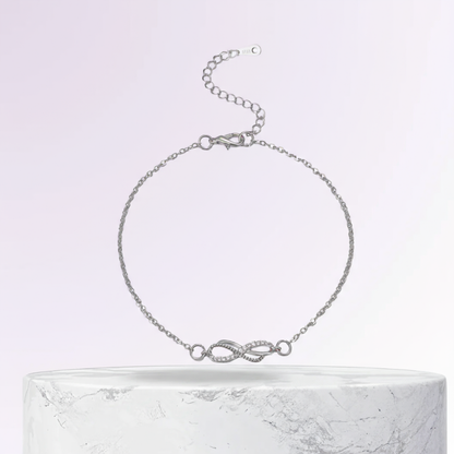Dana | Delicate Charm Infinity | Silver Anklet by Rose & Oliver, main product view